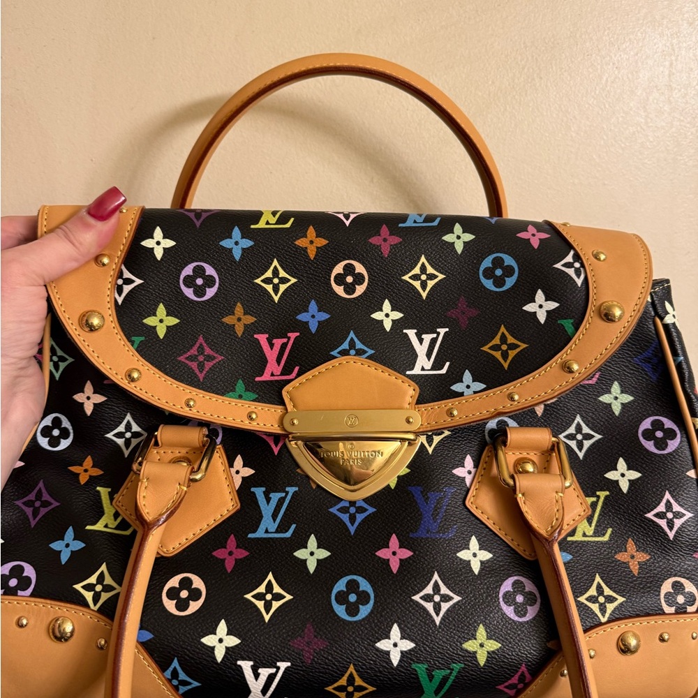 Louis Vuitton Multicolor Murkami Takashi Beverly GM Satchel with Tan Accents